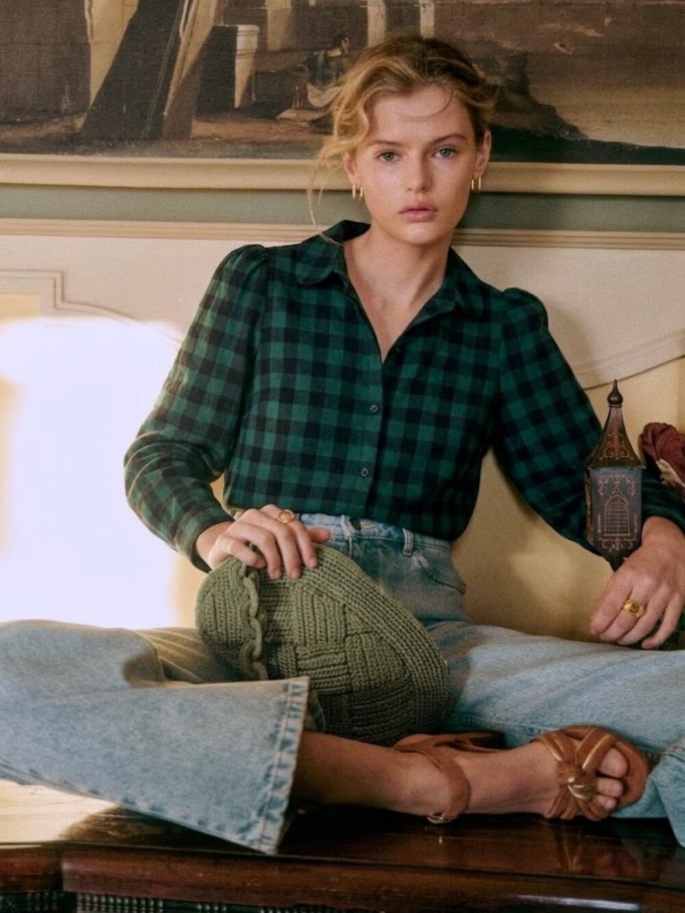 Tuckernuck Women's Plaid Saranac Flannel Shirt Button Down Green/Black Small